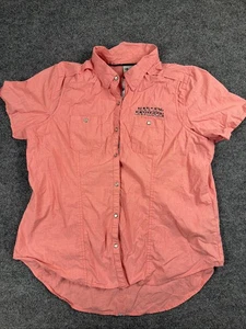 HARLEY-DAVIDSON Damen Pearl Snap Lachs bestickt S/S Shirt 2XL Biker Taschen - Bild 1 von 9