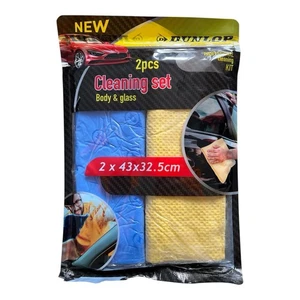 Juego de limpieza de coche DUNLOP - 2 piezas Paño de pulido y piel de ventana 43x32,5 cm profesional - Imagen 1 de 2