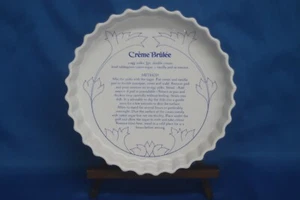 Vintage Creme Brulee Dessert Server Dish 8in White with Recipe on Bottom of Dish - Picture 1 of 4