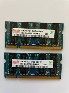 Hynix 2 x 2GB 2Rx8 PC2-6400S - 666 - 12 SODIMM Laptop Memory RAM - Picture 1 of 2