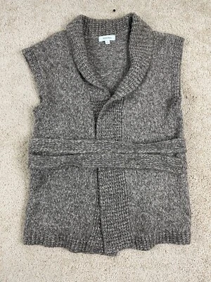 Cárdigan suéter Merona para mujer grande tejido cuello manga gorra faja corbata cinturón gris Foto 1 de 4