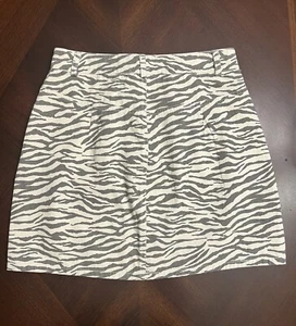 LN LE LIS Boutique Girls Mini Skirt Zebra Animal Print Ivory Gray Small - Picture 1 of 6