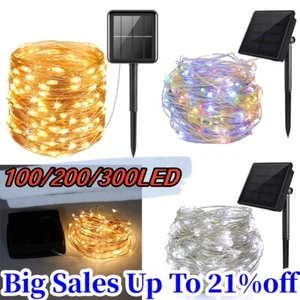 LED Solar String Light Lights Waterproof Copper Wire Fairy Outdoor Garden Party- - Picture 1 of 19