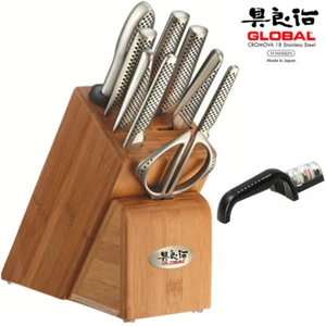 Global Takashi 10 Piece Knife Block Set + Global 2 Stage Black Sharpener 10pc - Picture 1 of 3