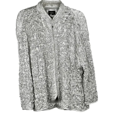 MSK Polka Dot Sequin Textured Long Sleeve Zip Jacket 2X - Image 1 of 4