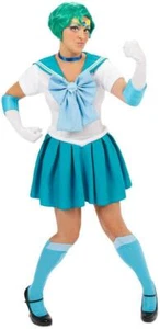 Sailor Moon Mercury Costume & Wig Cosplay Teen XS - Dress Gloves Headband Choker - Picture 1 of 10