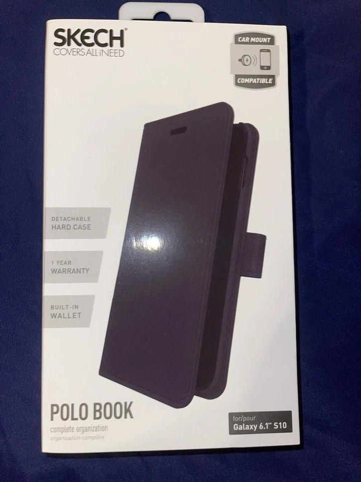 Funda tipo billetera libro Skech Polo desmontable para Galaxy S10 - negra Foto 1 de 4