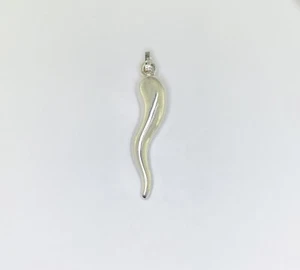 Sterling Silver Mens Italian Horn Pendant - Picture 1 of 1