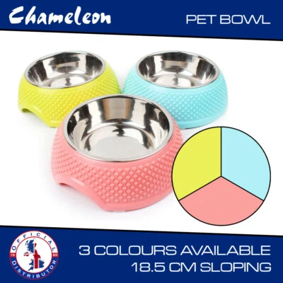 CHAMELEON Pet Bowl Puppy, Dog, Cat, with Stainless Steel Inner Bowl Premium love heart