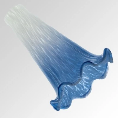 Small White/Cobalt Blue Lily/Tulip Lamp Shade #7188 - Image 1 of 4