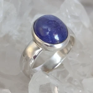 Anillo de piedra curativa de tanzanita hecho a mano plata de ley 925 tamaño 55 rareza R2048 - Imagen 1 de 5
