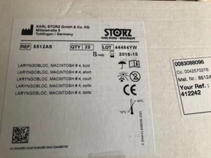 Karl Storz 8512AS Laryngobloc, Macintosh Size 4, One Piece Design ~ Pack of 20 - Picture 1 of 3