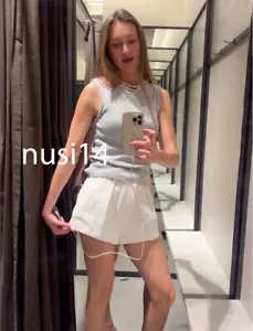 ZARA NUEVO MUJER TIRO MEDIO PLISADO SHORTS ZW COLL. BERMUDA CRUDO XS-XL 5216/058/712 - Imagen 1 de 5