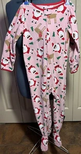 Girls Carters Pajama Sz 5T Pink With Santa, New No Tags - Picture 1 of 10