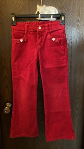 Girl's Gymboree SWEET TREATS Red Corduroy Pants w/Gem Bow Pockets Size 7 EUC - Picture 1 of 6