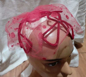 Vintage 1950s Women's Red Whimsy Hat with Veil - Picture 1 of 4