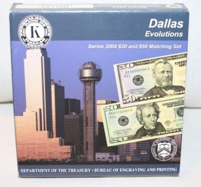 2004 SERIES DALLAS EVOLUTIONS SET MATCHING SERIAL NUMBER $20 & $50 NOTES - Image 1 of 4