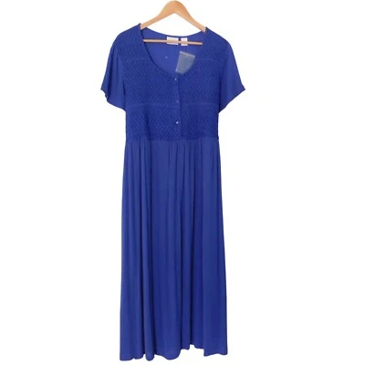 NUEVO Vestido Mujer Gasa Azul Midi Largo Patio Muumuu Kaftan Talla Grande Foto 1 de 4