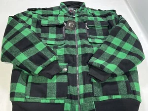 Mens Noiz Green Flannel Wool Blend Winter Jacket Coat 4XL NEW - Picture 1 of 6