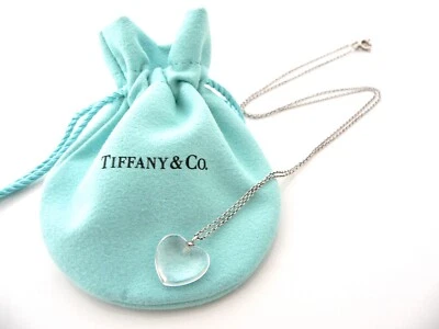 Tiffany & Co Crystal Puff Heart Necklace Pendant Charm Chain Silver Gift Pouch - Image 1 of 4