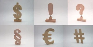 Sonderzeichen Schriftzeichen aus Holz Dekoration Ausrufezeichen Fragezeichen - Bild 1 von 33