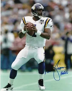WARREN MOON MINNESOTA VIKINGS HOF 06 ACTION SIGNED 8x10 - Picture 1 of 1