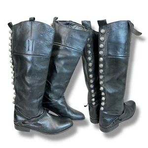 Stivali equitazione Golden Goose italiani in pelle nera al ginocchio con borchie donna taglia 9 - Foto 1 di 18