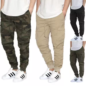 MEN'S NEW SOLID & CAMO CARGO TWILL STRETCH JOGGER PANTS(S-5XL) *4 COLORS JG3024 - Picture 1 of 9