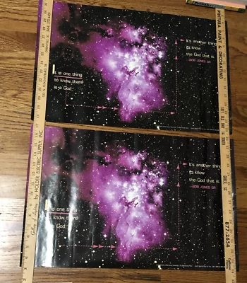 2 Pósters Religiosos "Sabe que hay un Dios" "Conoce a Dios que es" Universo Galaxia BJU Foto 1 de 4
