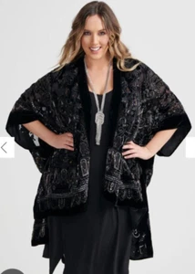 taking shape accessories textured velvet look paisley cape Size L - Picture 1 of 13