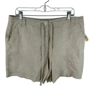 Talbots 100% Irish Linen Shorts Lightweight Natural Tan Size 12 New Preppy Boho - Picture 1 of 10