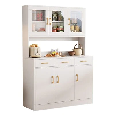 MARKENLOS Mobile cucina con piano di lavoro, buffet cucina con 6 armadi, vetrina