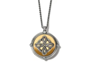 NWT Brighton Interlok Noir Heirloom Reversible Gold Black Pendent Necklace $98 - Picture 1 of 4