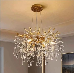 Witkey Modern Tree Branch Crystal/Gold Chandelier 18 Inch, 6 Light NIB FREE SHIP - Picture 1 of 4