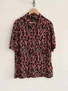 Camisa Allsaints “Ocelot” Manga Corta Leopardo Estampado Animal Rojo M/relajada - Imagen 1 de 12