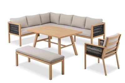 Eck Lounge Set Sitzgruppe Gartenmöbel Garnitur Gruppe wetterfest hoch Alu Rope - Bild 1 von 4