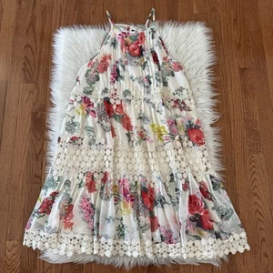 Anthropologie Ranna Gill Dress Womens Large Tiered Floral Romantic Crochet Lined - Picture 1 of 14