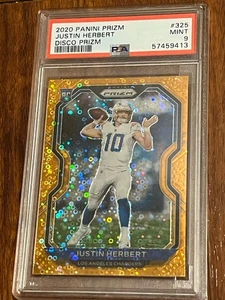 Prizm Justin Herbert Orange Disco Rookie 2020 PSA 9 como nuevo - Imagen 1 de 2
