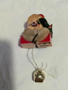 Vintage Light Up Nose Christmas Santa Pin With Bell Lapel - Works  - Picture 1 of 4