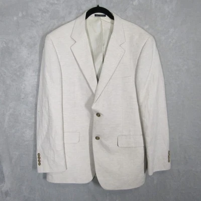 Club Room Mens Beige Linen Cotton Blend Blazer Jacket Size R40 Macy's - Image 1 of 4