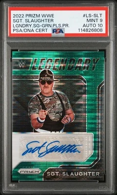 SGT. SLAUGHTER 2022 PRIZM WWE LEGENDARY SIGNATURES Green Pulsar  AUTO PSA 10 /25 - Image 1 of 2