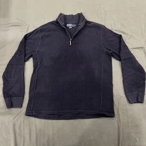 Polo Ralph Lauren Vintage Maglione Quarto Zip Pullover Maglia Blu Navy Uomo L - Foto 1 di 8