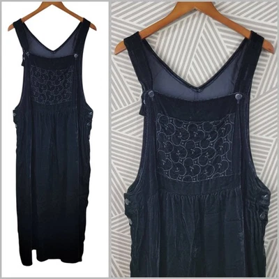 Vintage Velvet Overall Dress Plus 18W 20W 2X Jumper Goth Alt Black 18/20 Modest - Image 1 of 4