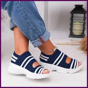 Damen Sandalen 2023 High Heels Plateau Damenschuhe Sommer Damen Flats Strick - Bild 1 von 29