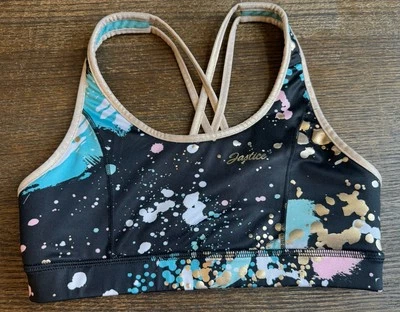 Justice Girls Reversible Gold Sports Bra Gymnastic Wear 2 Ways Size L 12/14 - Image 1 of 4