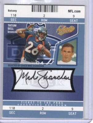 2004 Fleer Authentix Tatum Bell Mike Shanahan #132 Rookie Auto RC 65/75 - Image 1 of 2