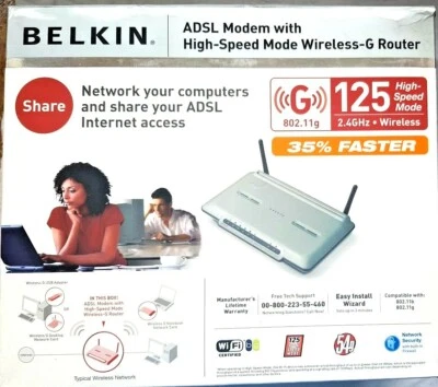 Belkin ADSL2+ Modem, High Speed Mode, Wireless-G Router F5D7633-4 2,4 GHz  - Bild 1 von 4