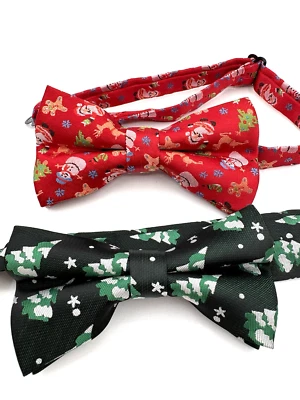 Pajarita Navidad Navidad Papá Noel Rojo Verde Muñeco de Nieve Árbol Conjunto Ajustable Foto 1 de 4