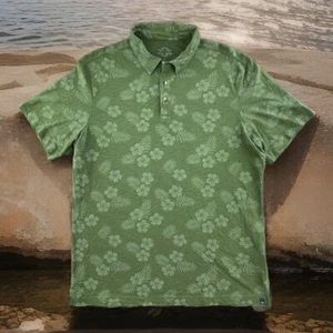 Even Tide Polo Uomo Grande Verde Manica Corta Tropicale Floreale Surf Spiaggia - Foto 1 di 7
