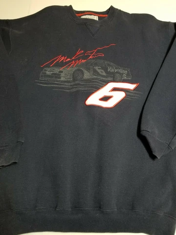 Vintage 90s Mark Martin Sweatshirt Size XL Made In USA NASCAR Blue Embroidered Cover